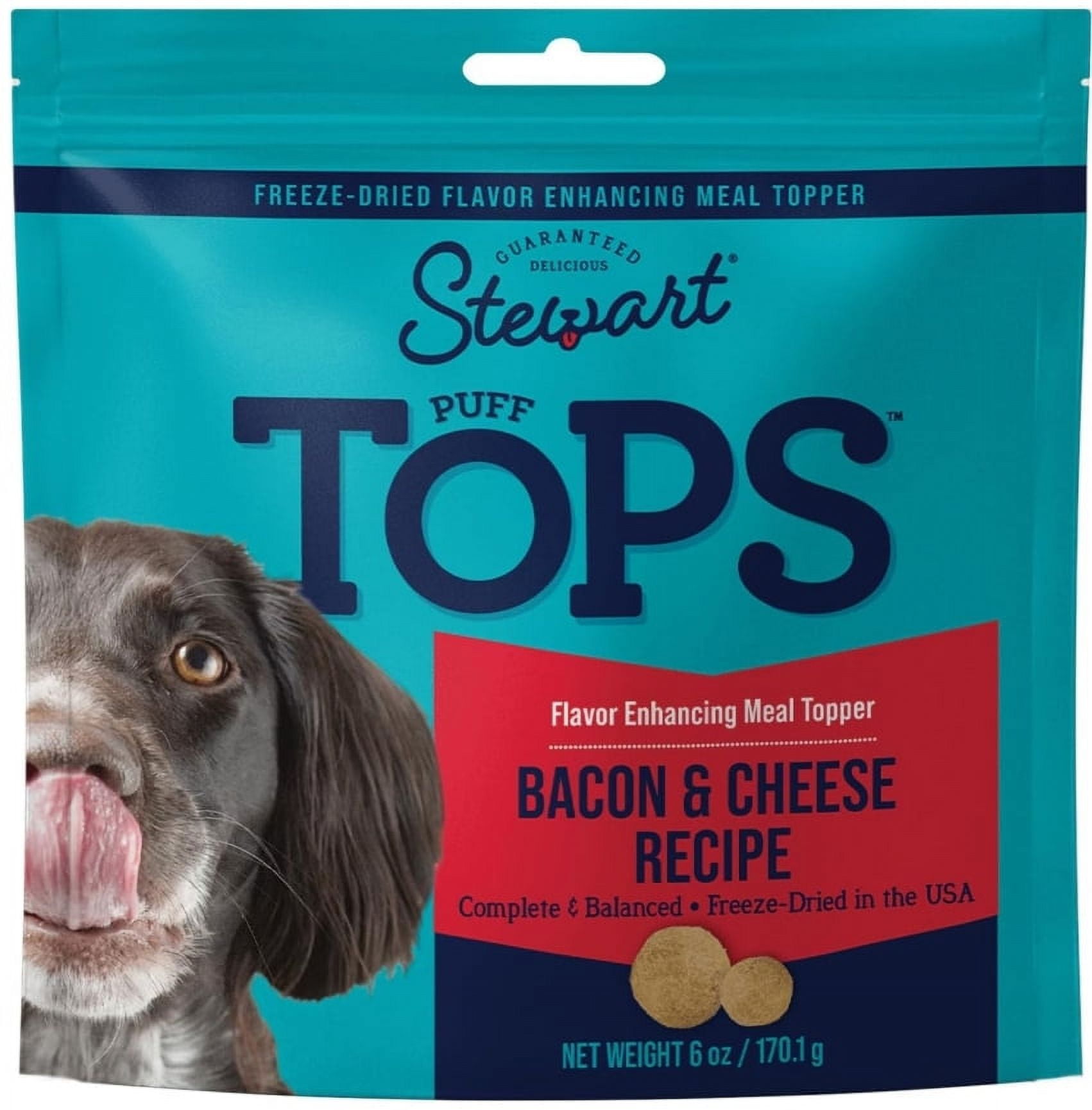 Stewart PuffTops Freeze Dried Bacon and Cheese Food Topper [USA Dog Treats, New Dog Supplies, Stewart, Dog Supplies] 6 oz