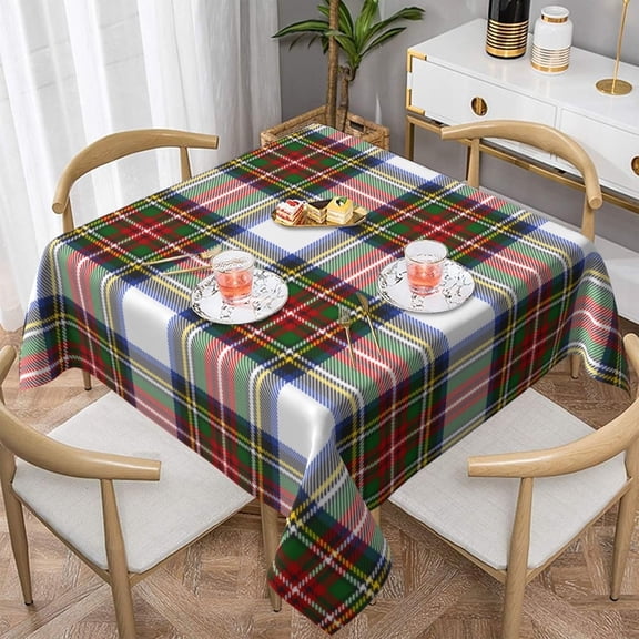 Stewart Royal Dress Plaid Scottish 100% Polyester Fiber Square Tablecloth Anti Pilling Tablecloth Decoration 52"X52"