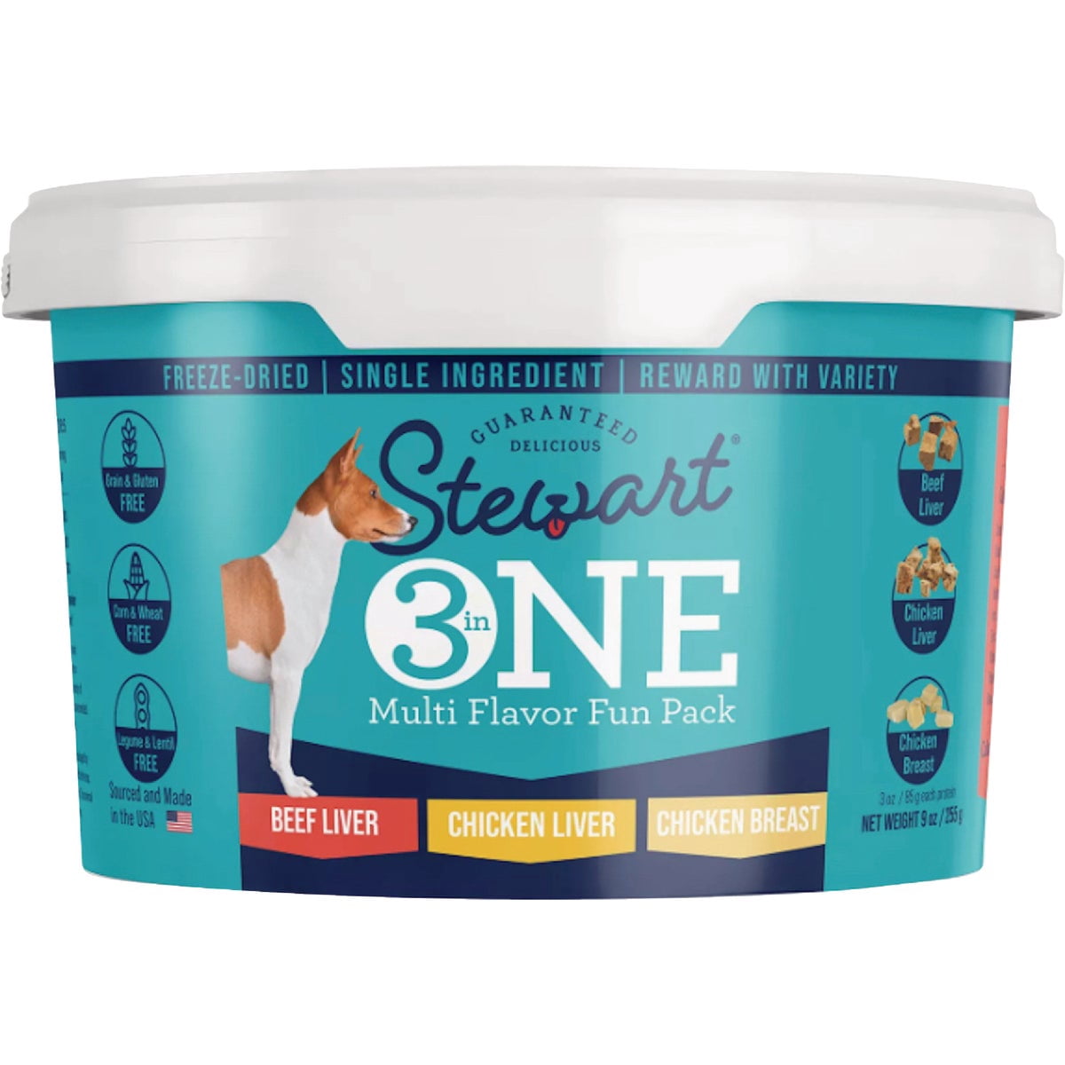 Stewart Freeze Dried Raw Dog Treats Variety Pack - Multi Flavor, Grain-Free - 9 Ounce Tub — Residential Use, Standard Application