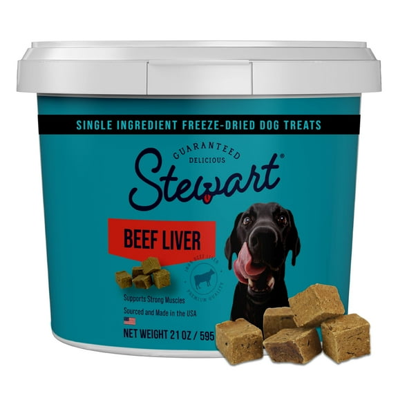 Stewart Freeze Dried Raw Dog Treats Beef Liver - High Protein, Grain Free - 21 Oz, 475 Pieces