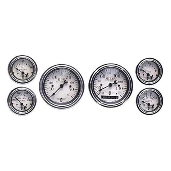 Stewart Warner 82222 Wings Six Gauge Set, Electric, White Face