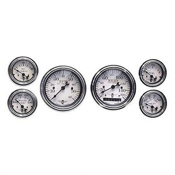 Stewart Warner 82222 Wings Six Gauge Set, Electric, White Face