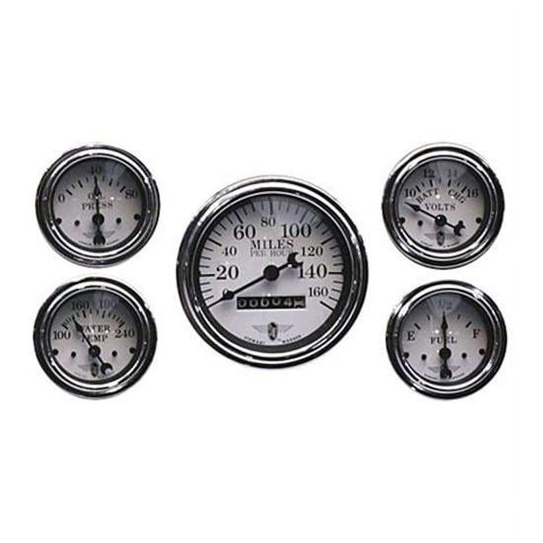 Stewart Warner 82226 Wings Five Gauge Set, Electric/Mechanical, White