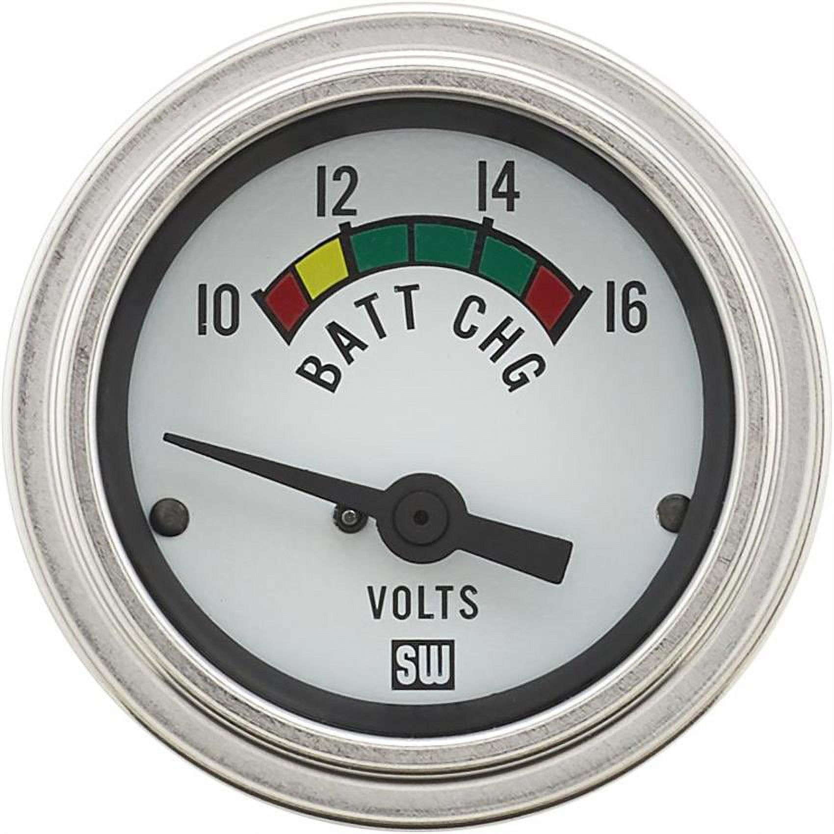 Stewart Warner 82309WHT Deluxe Voltmeter Gauge, 21/16 Inch