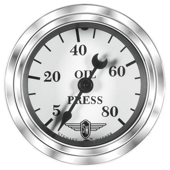 Stewart Warner 82475 Wings Mechanical Oil Pressure Gauge, White