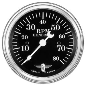 Stewart Warner 82660 Wings-Series Tachometer Gauge 3-3/8 in. (86 mm) Diameter El