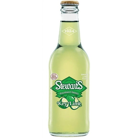 Stewart's Key Lime Soda, 12 fl oz (12 Glass Bottles), All Natural Family Pack Drinks