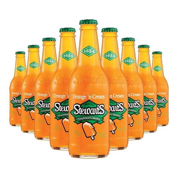 Stewart's Orange & Cream Soda, 12 fl oz (12 Glass Bottles), All Natural Juice Family Pack