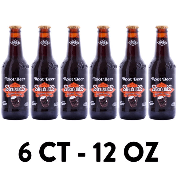 Stewart's Root Beer Soda, 12 oz, 6 Glass Bottles