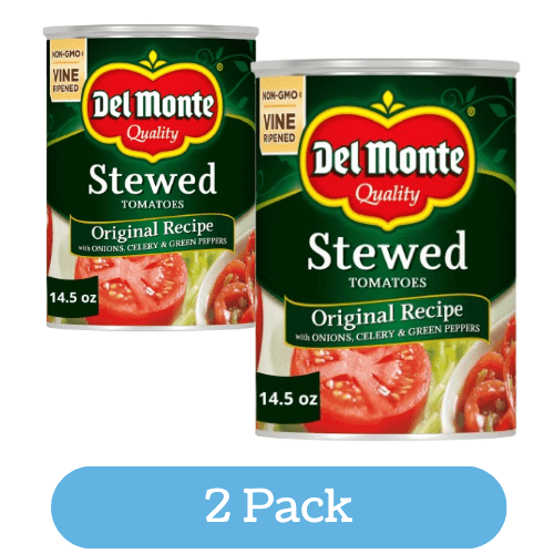 Stewed Tomatoes with Onions, Celery and Green Peppers, 14.5 oz Can (2 Pack)