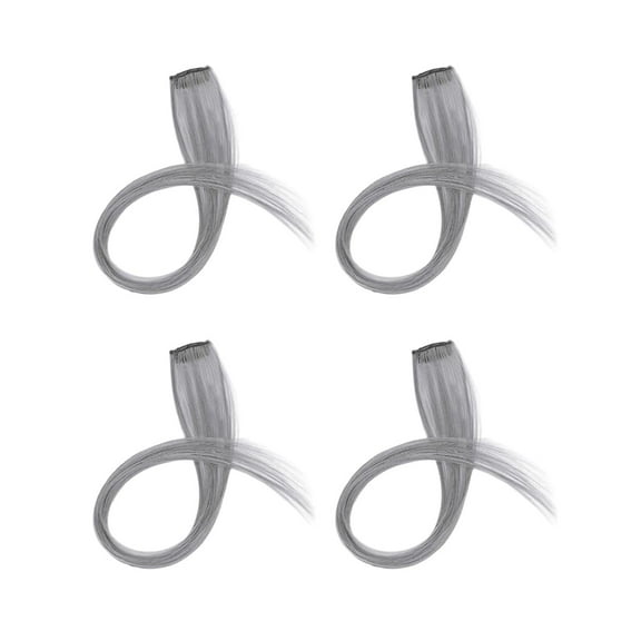 Stgfyxgs 4 Pieces Hanging Ear Dyed Clip in Hair Extensions Seamless for Women Long Straight Hair Single Color for party Gray
