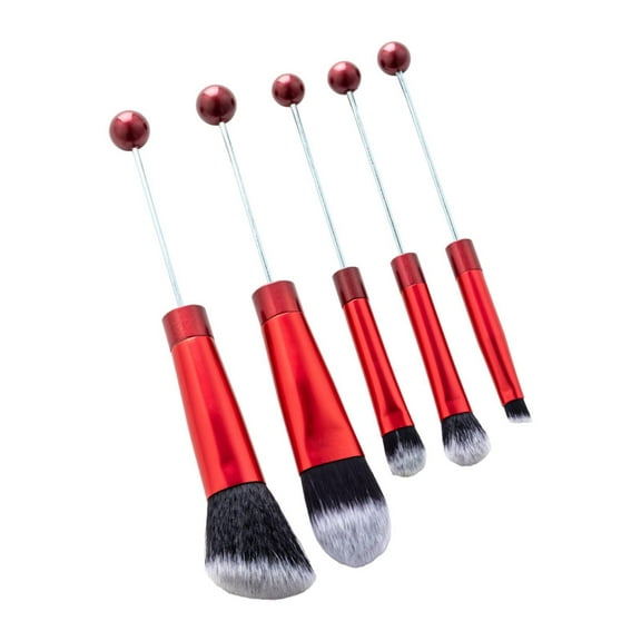 Stgfyxgs 5 Pieces Beadable Makeup Brushes Make up Brush Tool Kits Portable Eyebrow Multi Functional Cosmetic Brushes for Sister Adults Red