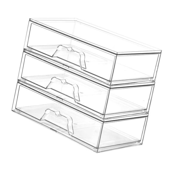 Stgfyxgs Clear Vanity Organizer Drawer Storage Box Versatile Stackable Dustproof for under Sink Organization Easy to Clean Accessories 3 Pieces