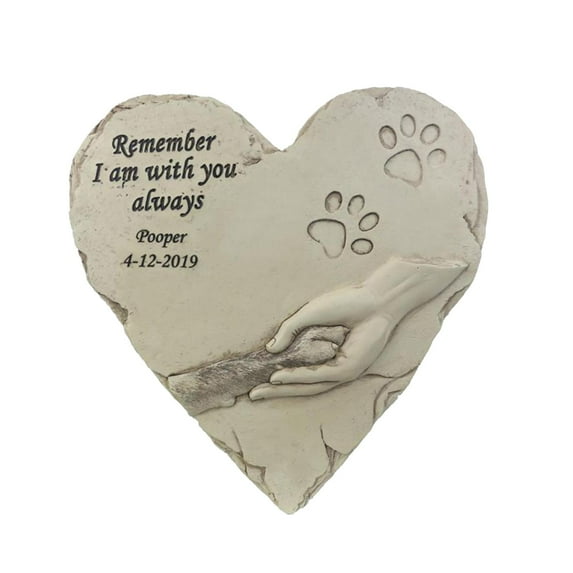 Stgfyxgs Dog Memorial Stone Heart Shape Stones Loss of Dog Gift Weatherproof Pet Grave Pet Tombstone for Outside Patio Yard white