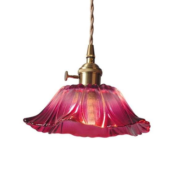 Stgfyxgs Flower Pendant Light Flower Glass Hanging Lamp, Ceiling Lamp, Minimalist ,Small Chandelier Flower Chandelier, for Living Room violet