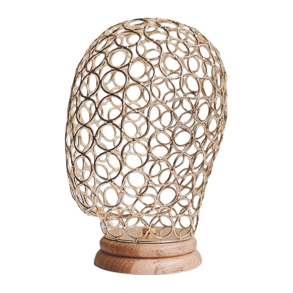 Stgfyxgs , Holder with Wooden Base, Hat Display Stand, Metal Hollow Mannequin Head for Hats Jewelry Headphones s Gold
