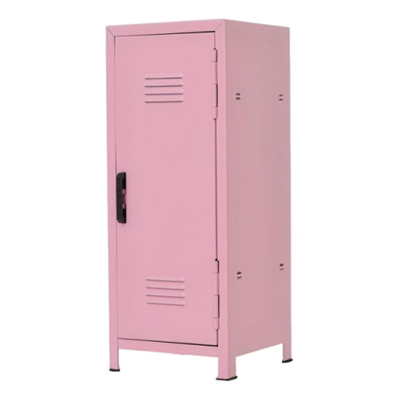 Stgfyxgs Mini Cosmetics Organizer Iron Cabinet 10.5x10.5x27cm Sturdy for Bedroom Office Dustproof Versatile Storage Box with Flip Door Pink