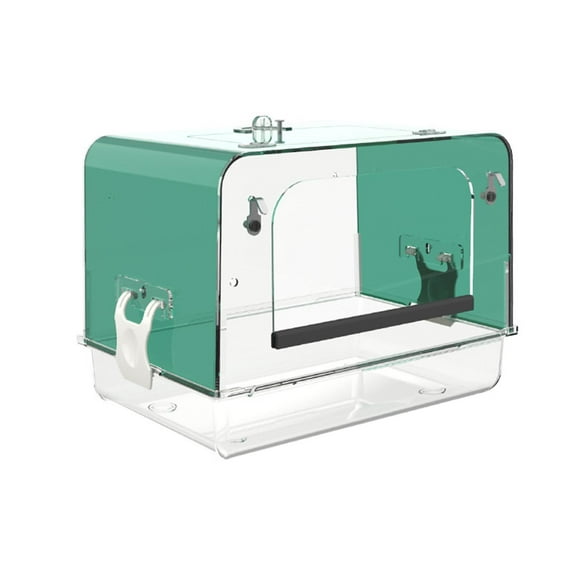 Stgfyxgs Parrot Bath Tub with Hooks, Pet Bird Caged Bath Box, Birdbath Canary Acrylic Parrot Bath Shower Boxes, Birds Parrot Bath House, green