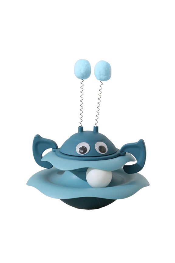 Turntable Cat Toy Interactive Cat Toys Self Play Game Amusement Exerciser Teaser Kitten Exercise Toys for Indoor Adult Cats Blue
