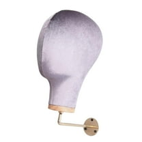 Stgfyxgs Wall Mounted Female Velvet Mannequin Head Hat Display Stand for Salons Homes Grey