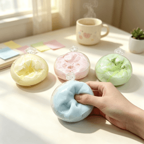 Stgrgfhy 4-Pack Crispy Stress Ball,Wax Cracking Squishies with Crunchy Sound,Chocolate Moldable Sensory Toys for Relief & Fidgeting,Cheese Squishy Stress,