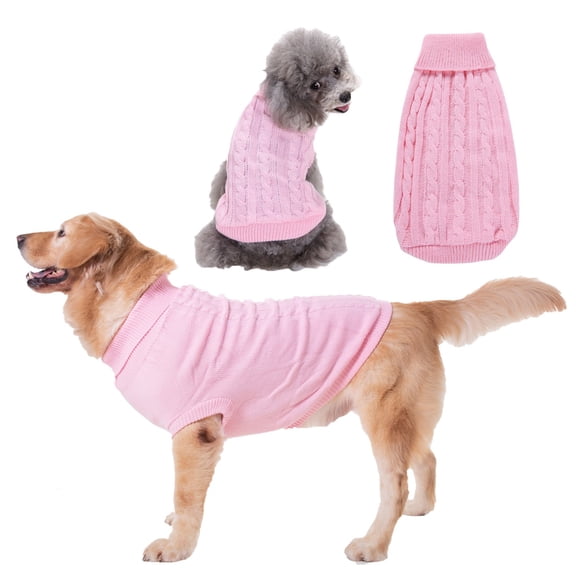 Stgrgfhy Classic Straw‑Rope Knitted Dog Sweater,Dog Sweaters for Small Dogs Boy,Warm Winter Pet Clothes Sweatshirt for Small Puppy Kitten,Pink Soft Pet Apparel Size XS