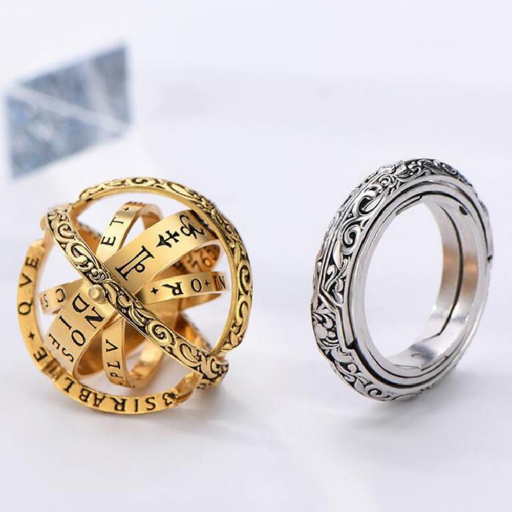Stibadium 2pcs Pack Astronomical Ring Astrology Mens Zodiac Rings