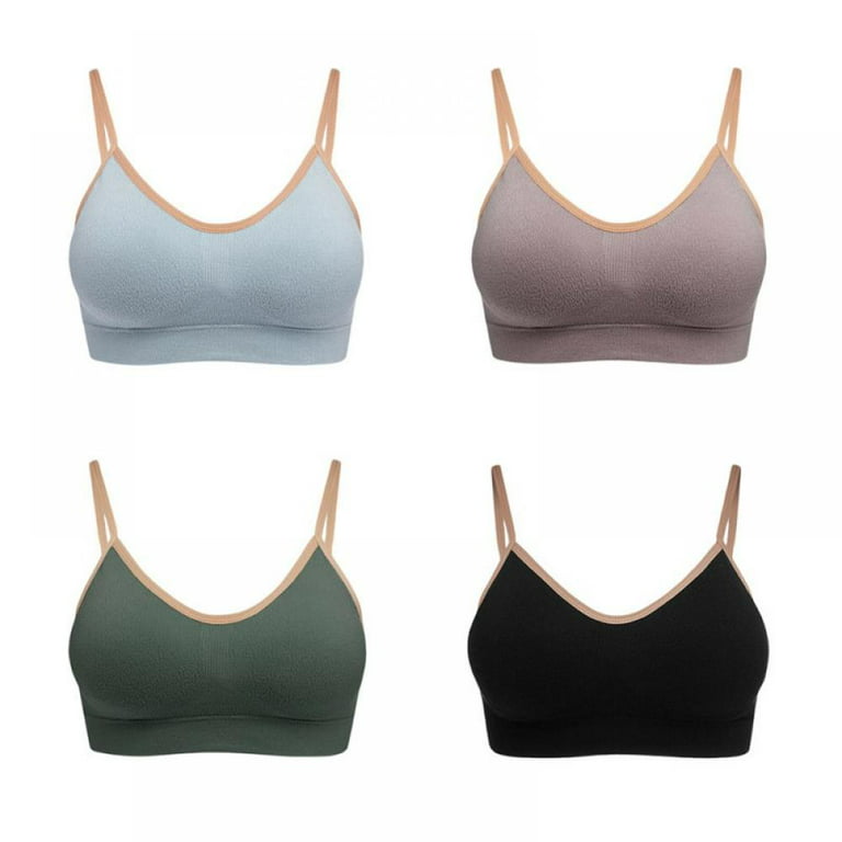 4 Piece Training Bras for Teen Girls, Breathable Comfort Cotton Bra with  Padded One-Piece Seamless Cami Bra