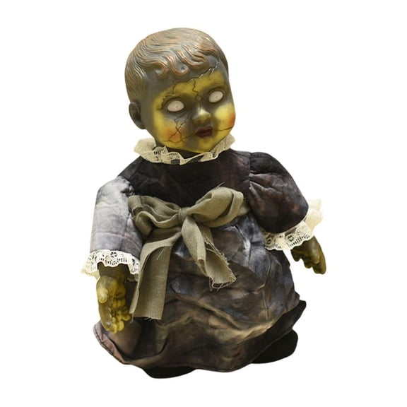 Stibadium Creepy Animated Haunted Doll Prop Crying Babydoll Halloween Indoor Decorations