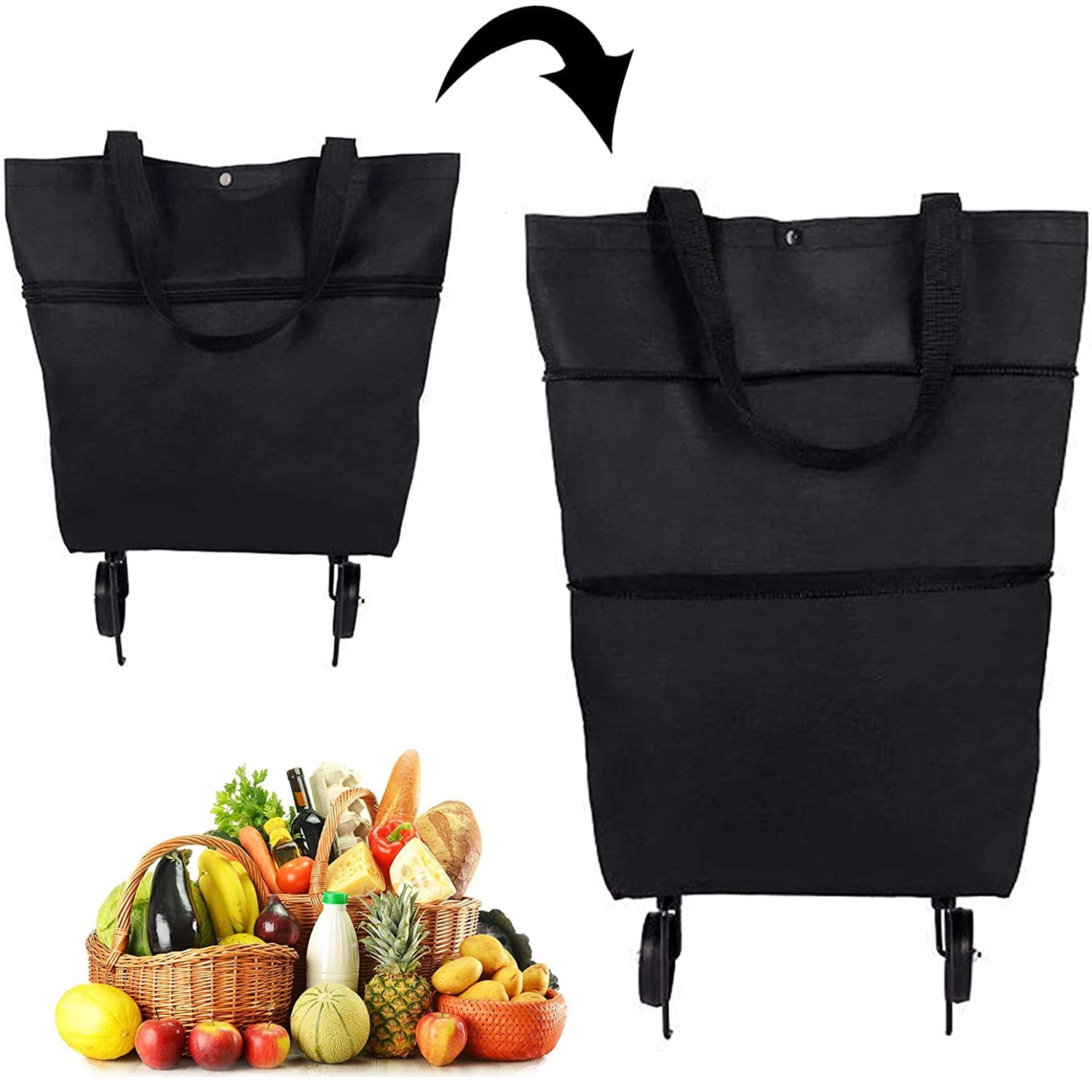 Stibadium Grocery Cart With Wheels, Reusable Portable Collapsible — free download