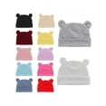 thumbnail image 1 of Stibadium Newborn Hospital Hat 0-12Months Preemie Boys Girls Beanie Solid Infant Baby Ears Bonnet Infant Cotton Hats 1pc - White, 1 of 3