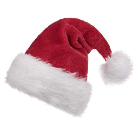 Stibadium Santa Hat for Adults, Christmas Hat Plush Red Velvet & Comfort Liner Christmas Halloween Costume (Red)