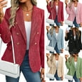 thumbnail image 1 of Stichou 2025 Fall Women's Tweed Plaid Blazer Jacket - Fully Lined Fashion Business Casual Lapel Elegant Coat with Pockets Red 2XL, 1 of 6