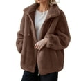 thumbnail image 1 of Stichou 2025 Winter Fleece Jacket for Women Zipper Up Zip Up Stand Collar with Pockets Coats Brown L, 1 of 5