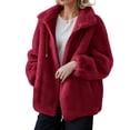 thumbnail image 1 of Stichou 2025 Winter Fleece Jacket for Women Zipper Up Zip Up Stand Collar with Pockets Coats Wine S, 1 of 5