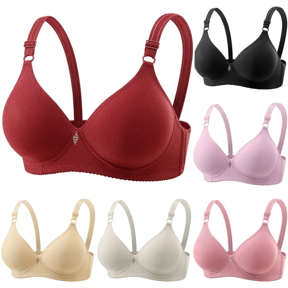 Stichou Bras for Women Deep V Wireless No Underwire Push Up Bra Seamless Full Coverage Comfortable Bralettes Everyday Bras Wine L