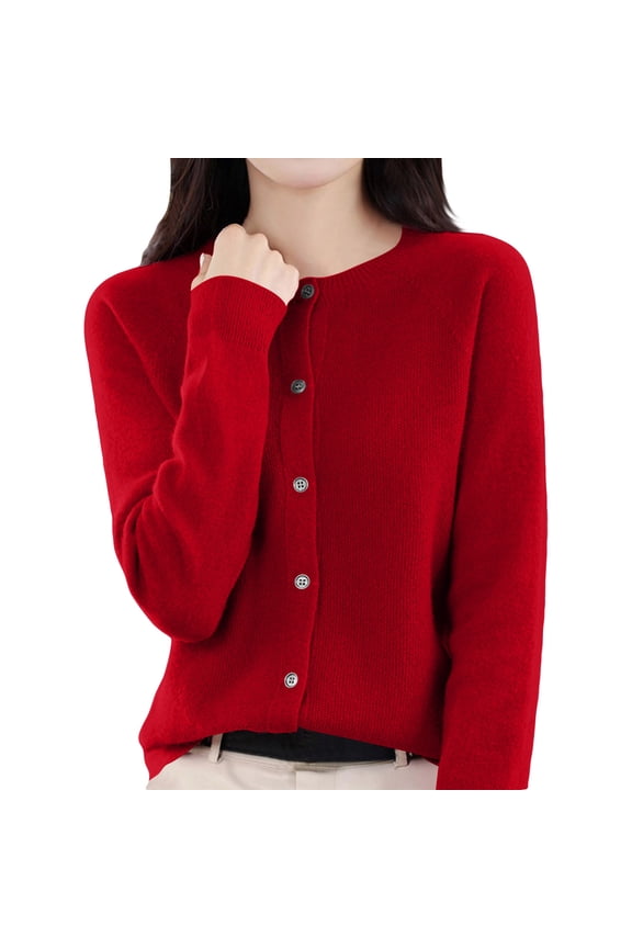 Button Front Long Sleeve Cardi,Sweaters Cardigan Women,Cardigans for Women,2026 Spring Winter Sweater Wine M
