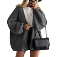thumbnail image 1 of Stichou Cardigan Sweaters for Women Oversized Open Front Chunky Knit Cardigans Lightweight Lantern Long Sleeve Fall Sweater Dark Gray 2XL, 1 of 4