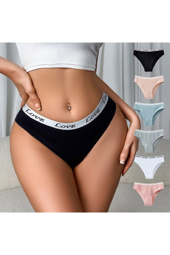 Cotton Thongs for Women,T Back Seamless Thongs Low Rise Underwear with Thick Band,6-Pack, S