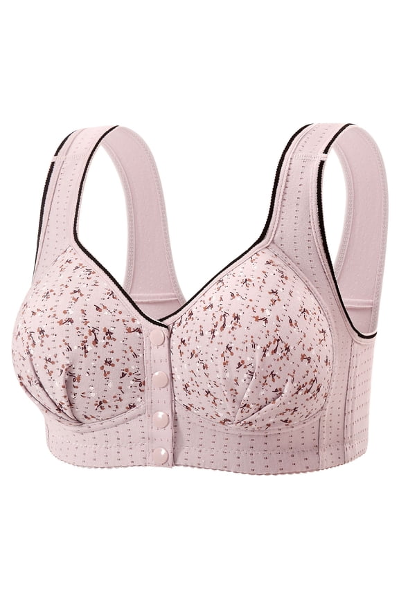 Daisy Bras for Older Women Plus Size Front Closure No Underwire Push Up Bra Comfy Sleep Supportive Snap Everyday Bras for Senior Gray 6XL