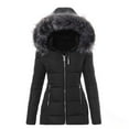 thumbnail image 1 of Stichou Down Coats for Women with Hood Thicken Warm Puffer Jacket with Faux Fur Hood Heavyweight Jackets Winter Coat Pockets Black L, 1 of 4