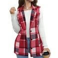 thumbnail image 1 of Stichou Flannel Plaid Shacket Women Plus Size Button Down Long Sleeve Shirts Casual Fall Jacket Ladies Winter Coats Red XL, 1 of 5