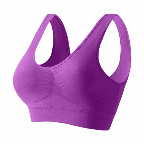 Stichou High Impact Sports Bras for Women Non Wired Inserts Washable Padded Push Up Vest Running Workout Crop Top Purple 2XL