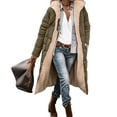 thumbnail image 1 of Stichou Long Puffer Jacket Womens Winter Reversible Padded Down Jackets Thicken Warm Shearling Fleece Long Coats Parka Jacket Army Green S, 1 of 5