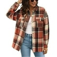 thumbnail image 1 of Stichou Long Sleeve Plaid Shirt For Women Flannel Button Down Shirts Buffalo Shackets Business Casual Blouses Red S, 1 of 3