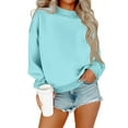 thumbnail image 1 of Stichou Mock Neck Sweatshirt Women Cute Plain Fleece Pullover Sweatshirts No Hood Casual Fall Long Sleeve Turtleneck Tops Sky Blue XL, 1 of 5