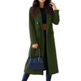 thumbnail image 1 of Stichou Pea Coats For Women Winter Classic Notch Lapel Double/Single Breasted Trench Coat Wool Blend Long Sleeve Overcoat Army Green L, 1 of 7