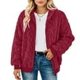 thumbnail image 1 of Stichou Plus Size Fleece Jackets for Women Zip Up Sherpa Sweatshirt Breathable Coats Loose Fit Jackets Trendy Tops Hoodies Fashion Outfits Wine M, 1 of 4