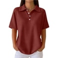 thumbnail image 1 of Stichou Polo Shirts for Women Short Sleeve Button Waffle Knit Golf Tee Cotton Business Casual 2026 Summer Work Tops Wine 3XL, 1 of 7