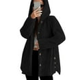 thumbnail image 1 of Stichou Sherpa Jacket Women Fall Open Front Button Down Fleece Jacket Fluffy Plush Hooded Cardigan Soft Warm Winter Coat With Pockets Black S, 1 of 8